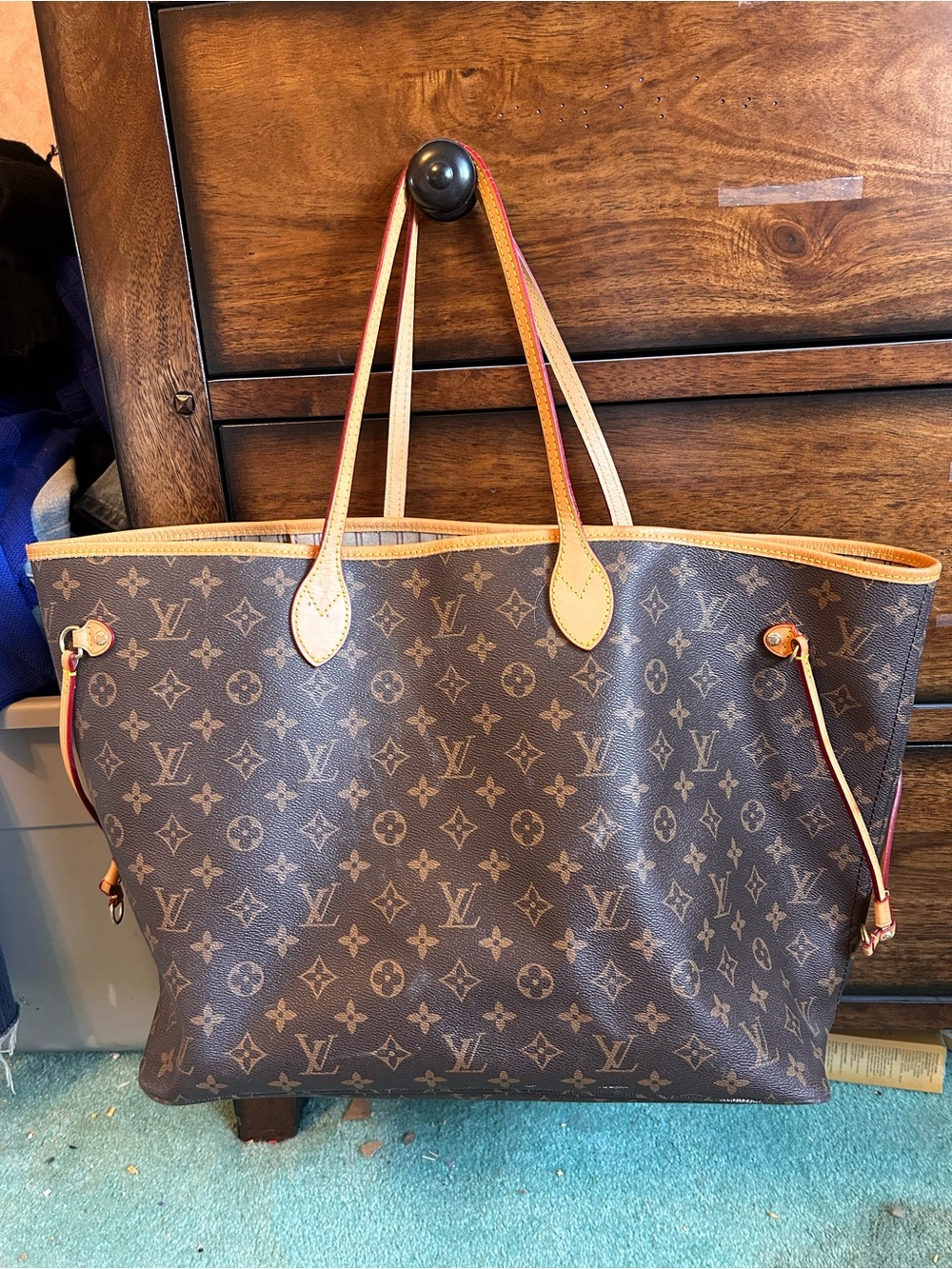 Louis Vuitton Monogram Canvas Neverfull Tote in Brown with Natural Trim
